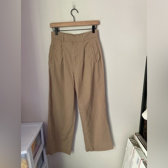 Everland Wide Leg Baggy Lyocell Tan High Rise Pants Size 2 Short - Picture 1 of 11